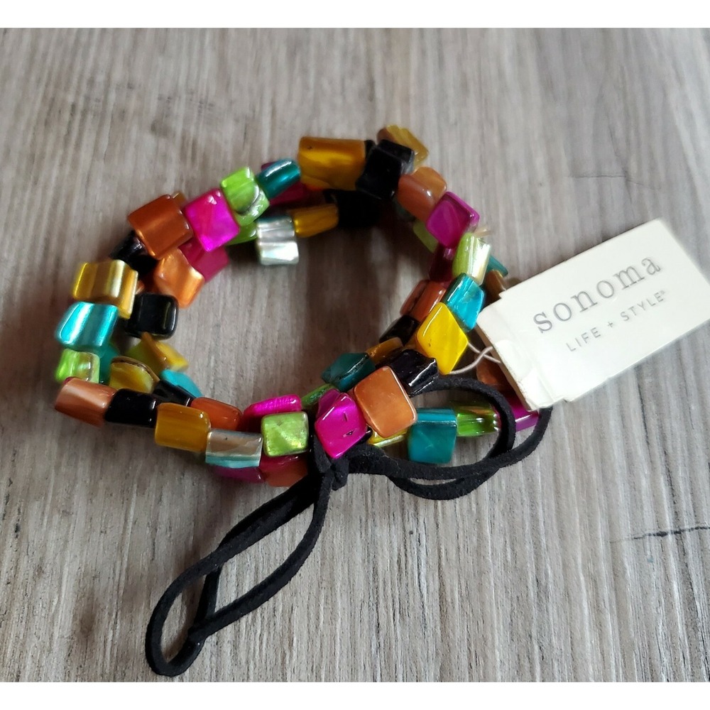 Sonoma Colorful Beaded 3 Layer Tie Bracelet